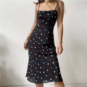 Realisation Par Black Rainbow Polka Dot Amelia Silk Midi Dress